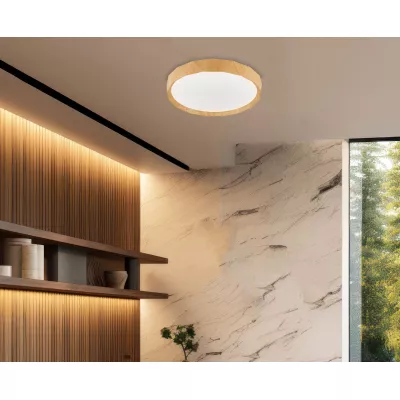Dřevěné LED stropní svítidlo CADIX - 24W, 4000K (denní bílá), 38,5cm, hnědé / bílé