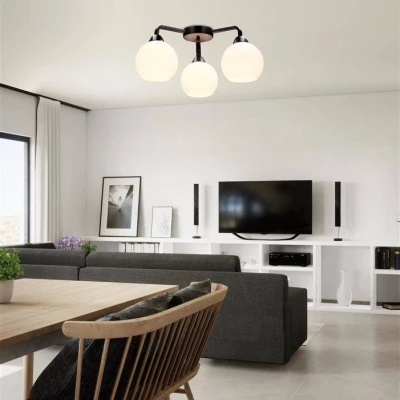 Stropní tříramenné moderní osvětlení CALDERA - 3xE27, 60W, černé / bílé