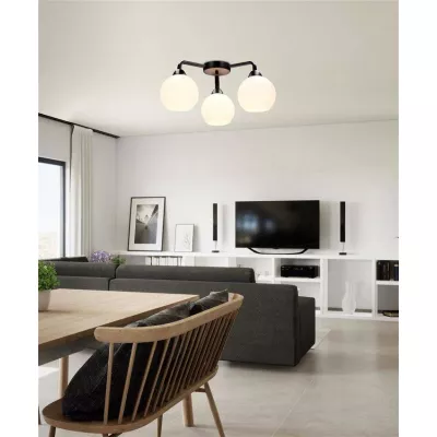 Stropní tříramenné moderní osvětlení CALDERA - 3xE27, 60W, černé / bílé