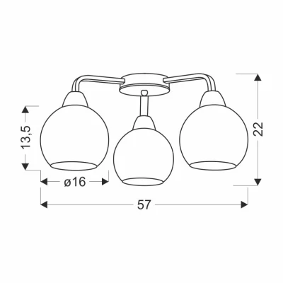 Stropní tříramenné moderní osvětlení CALDERA - 3xE27, 60W, černé / bílé