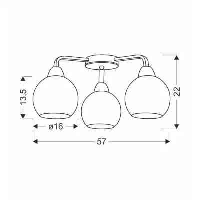 Stropní tříramenné moderní osvětlení CALDERA - 3xE27, 60W, černé / bílé