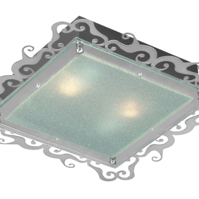 Stropní přisazené osvětlení CASABLANCA - 2xE27, 60W, 38x38cm, hranaté, stříbrné