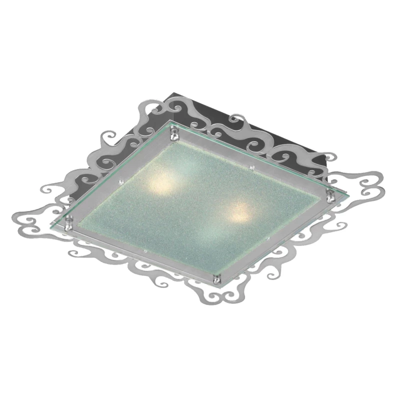 Stropní přisazené osvětlení CASABLANCA - 2xE27, 60W, 38x38cm, hranaté, stříbrné