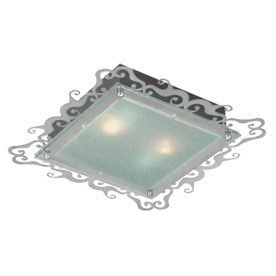 Stropní přisazené osvětlení CASABLANCA - 2xE27, 60W, 38x38cm, hranaté, stříbrné