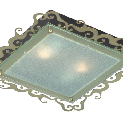 Stropní přisazené osvětlení CASABLANCA - 2xE27, 60W, 38x38cm, hranaté, patina