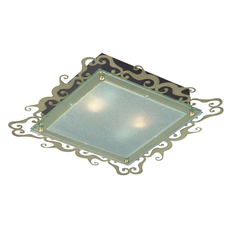 Stropní přisazené osvětlení CASABLANCA - 2xE27, 60W, 38x38cm, hranaté, patina