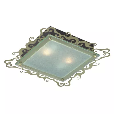 Stropní přisazené osvětlení CASABLANCA - 2xE27, 60W, 38x38cm, hranaté, patina