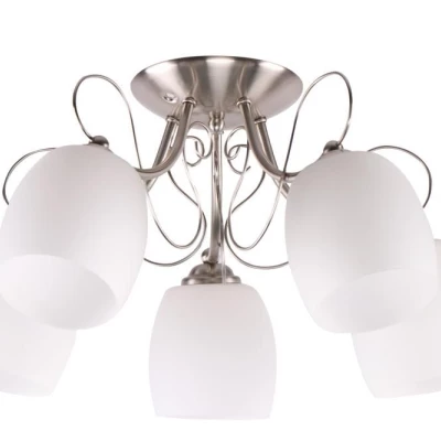 Přisazený pětiramenný lustr AMBA - 5xE27, 40W, chromovaný / bílý