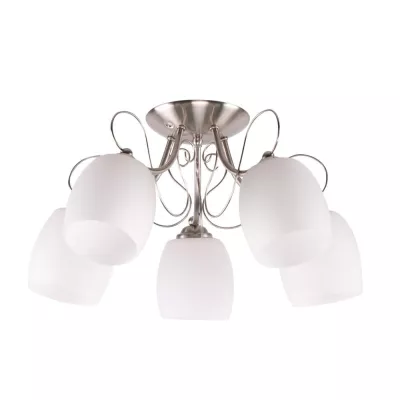 Přisazený pětiramenný lustr AMBA - 5xE27, 40W, chromovaný / bílý