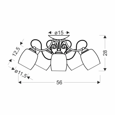 Přisazený pětiramenný lustr AMBA - 5xE27, 40W, chromovaný / bílý