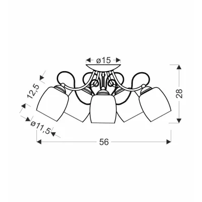 Přisazený pětiramenný lustr AMBA - 5xE27, 40W, chromovaný / bílý