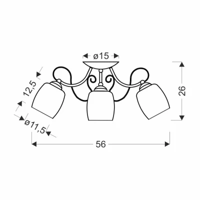 Přisazený tříramenný lustr AMBA - 3xE27, 40W, chromovaný / bílý