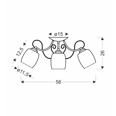 Přisazený tříramenný lustr AMBA - 3xE27, 40W, chromovaný / bílý