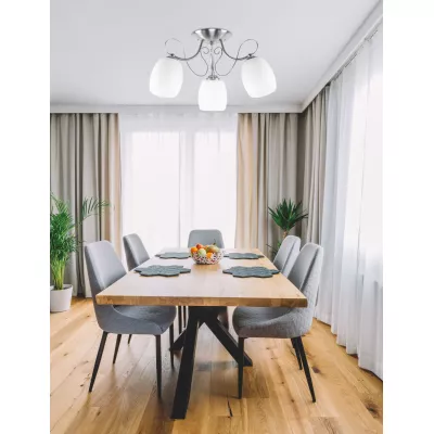 Přisazený tříramenný lustr AMBA - 3xE27, 40W, chromovaný / bílý