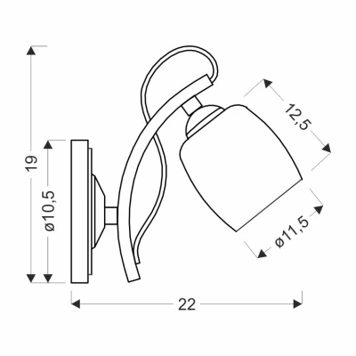Nástěnné moderní osvětlení AMBA - 1xE27, 40W, chromované / bílé