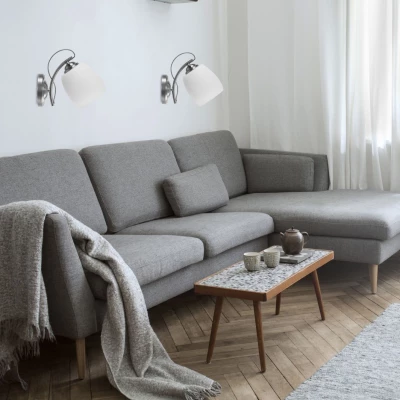 Nástěnné moderní osvětlení AMBA - 1xE27, 40W, chromované / bílé