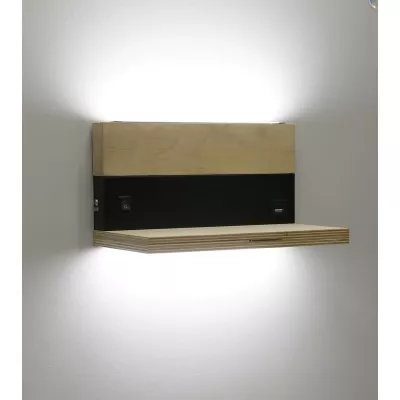 Nástěnné LED svítidlo s USB portem ANET - 2x4W, 4000K (denní bílá), hnědé / černé