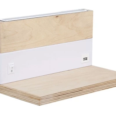 Nástěnné LED svítidlo s USB portem ANET - 2x4W, 4000K (denní bílá), hnědé / bílé