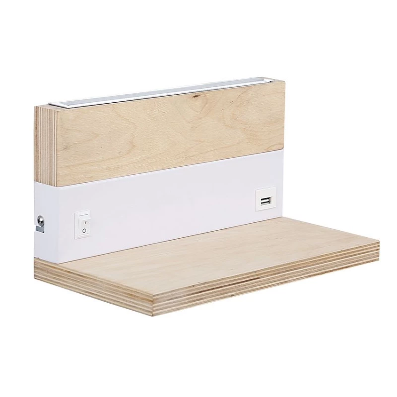 Nástěnné LED svítidlo s USB portem ANET - 2x4W, 4000K (denní bílá), hnědé / bílé