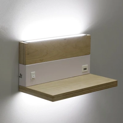 Nástěnné LED svítidlo s USB portem ANET - 2x4W, 4000K (denní bílá), hnědé / bílé