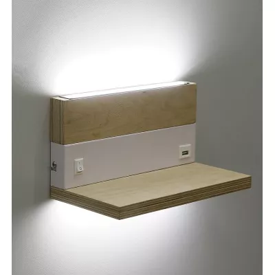 Nástěnné LED svítidlo s USB portem ANET - 2x4W, 4000K (denní bílá), hnědé / bílé