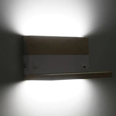 Nástěnné LED svítidlo s USB portem ANET - 2x4W, 4000K (denní bílá), hnědé / bílé