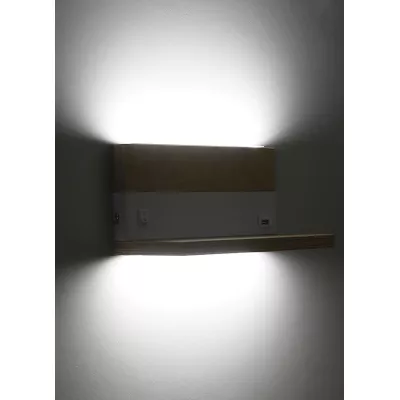 Nástěnné LED svítidlo s USB portem ANET - 2x4W, 4000K (denní bílá), hnědé / bílé