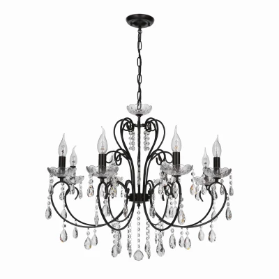 Závěsný lustr na řetězu v anglickém stylu AURORA - 8xE14, 40W, černý