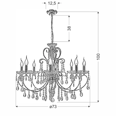 Závěsný lustr na řetězu v anglickém stylu AURORA - 8xE14, 40W, černý