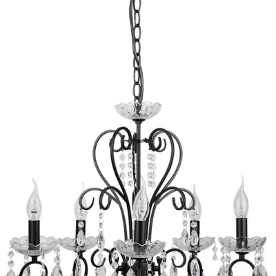 Pětiramenný závěsný lustr v anglickém stylu AURORA - 5xE14, 40W, černý