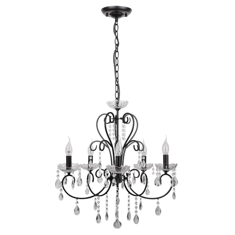 Pětiramenný závěsný lustr v anglickém stylu AURORA - 5xE14, 40W, černý