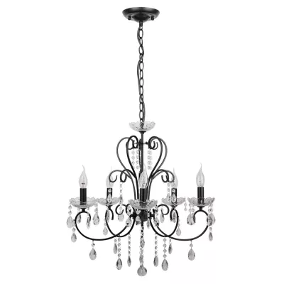 Pětiramenný závěsný lustr v anglickém stylu AURORA - 5xE14, 40W, černý