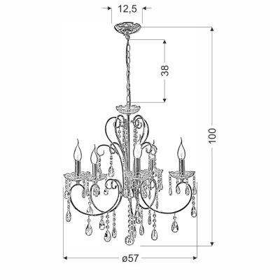 Pětiramenný závěsný lustr v anglickém stylu AURORA - 5xE14, 40W, černý