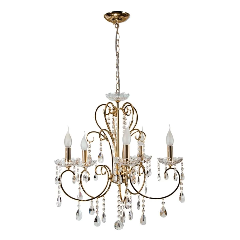 Pětiramenný závěsný lustr v anglickém stylu AURORA - 5xE14, 40W, zlatý