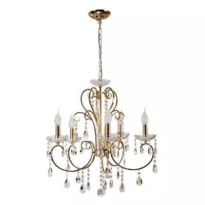 Pětiramenný závěsný lustr v anglickém stylu AURORA - 5xE14, 40W, zlatý