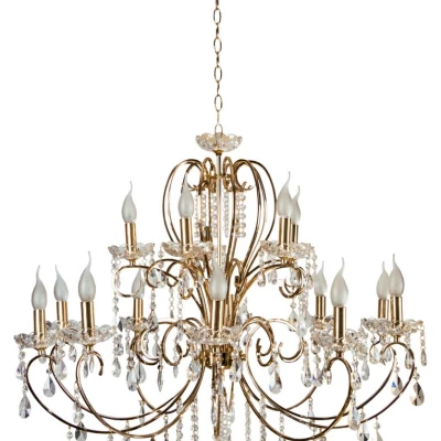 Honosný závěsný lustr v anglickém stylu AURORA - 15xE14, 40W, zlatý