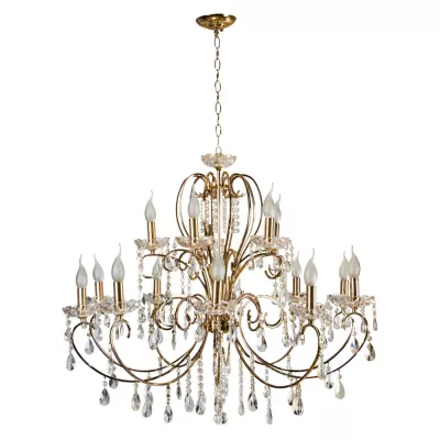 Honosný závěsný lustr v anglickém stylu AURORA - 15xE14, 40W, zlatý