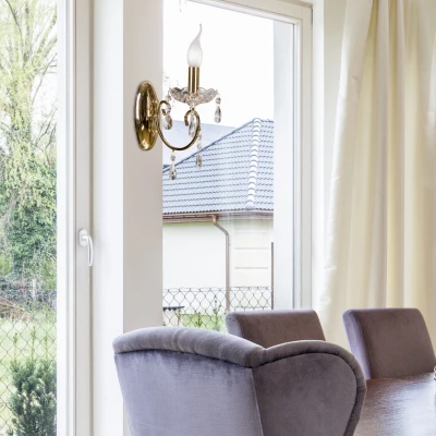 Nástěnné osvětlení v anglickém stylu AURORA - 1xE14, 40W, zlaté