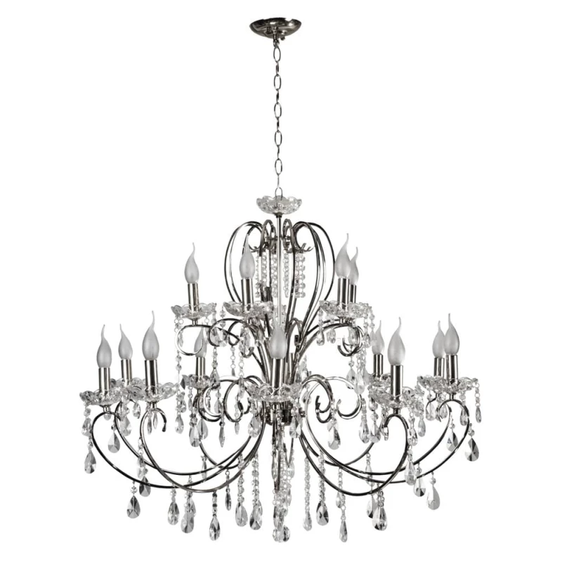 Honosný závěsný lustr v anglickém stylu AURORA - 15xE14, 40W, chromovaný