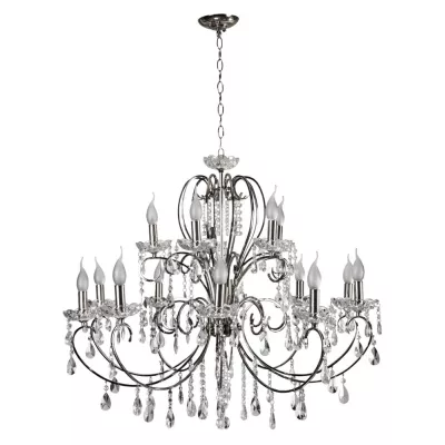 Honosný závěsný lustr v anglickém stylu AURORA - 15xE14, 40W, chromovaný