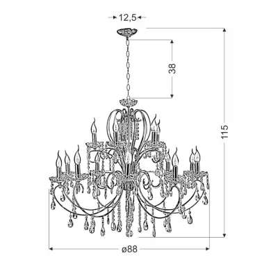Honosný závěsný lustr v anglickém stylu AURORA - 15xE14, 40W, chromovaný