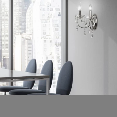 Nástěnné svítidlo v anglickém stylu AURORA - 2xE14, 40W, chromované