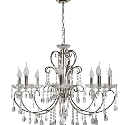 Závěsný lustr na řetězu v anglickém stylu AURORA - 8xE14, 40W, chromovaný