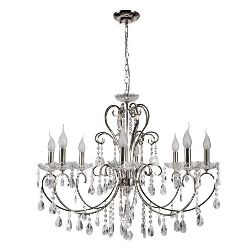 Závěsný lustr na řetězu v anglickém stylu AURORA - 8xE14, 40W, chromovaný