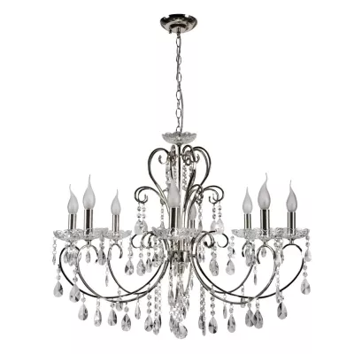 Závěsný lustr na řetězu v anglickém stylu AURORA - 8xE14, 40W, chromovaný