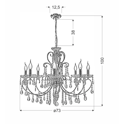 Závěsný lustr na řetězu v anglickém stylu AURORA - 8xE14, 40W, chromovaný