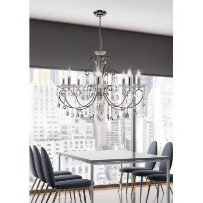 Závěsný lustr na řetězu v anglickém stylu AURORA - 8xE14, 40W, chromovaný