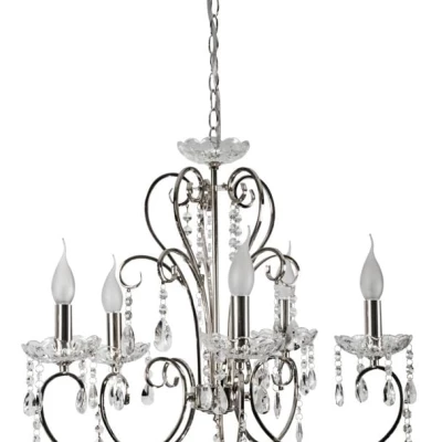 Pětiramenný závěsný lustr v anglickém stylu AURORA - 5xE14, 40W, chromovaný