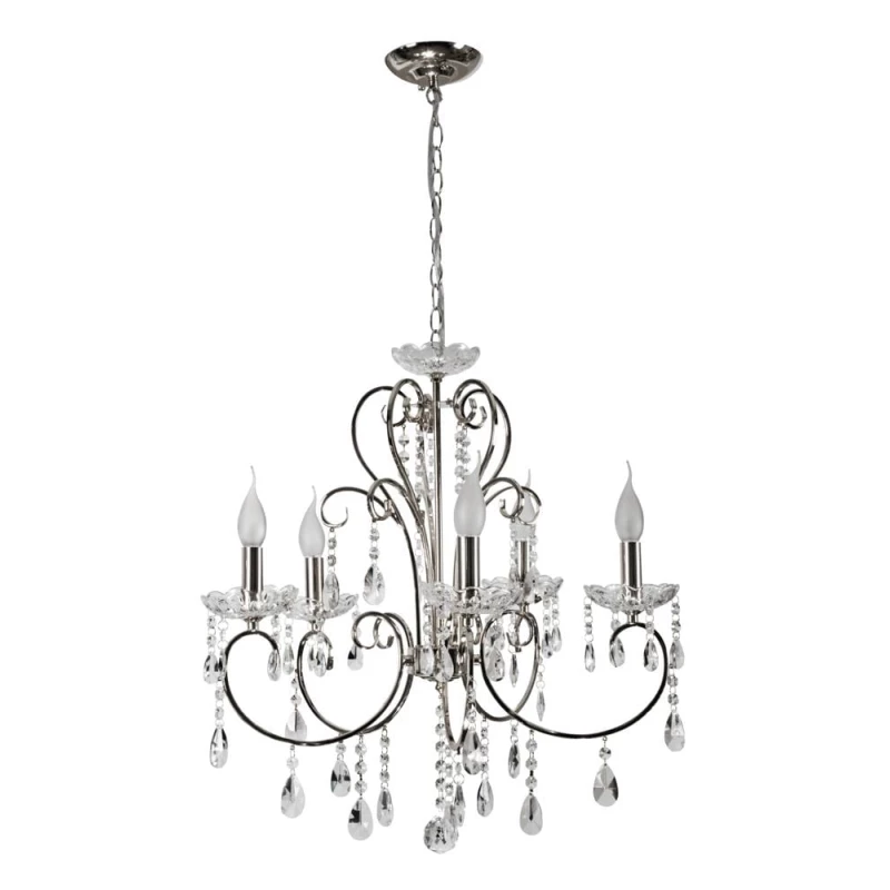 Pětiramenný závěsný lustr v anglickém stylu AURORA - 5xE14, 40W, chromovaný