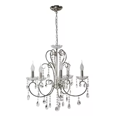 Pětiramenný závěsný lustr v anglickém stylu AURORA - 5xE14, 40W, chromovaný